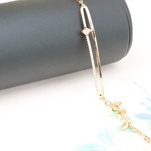 "Elegant Rose Gold Chain Bracelet with Cubic Zirconia Detailing, XPBL0974 - Picture 6 of 12